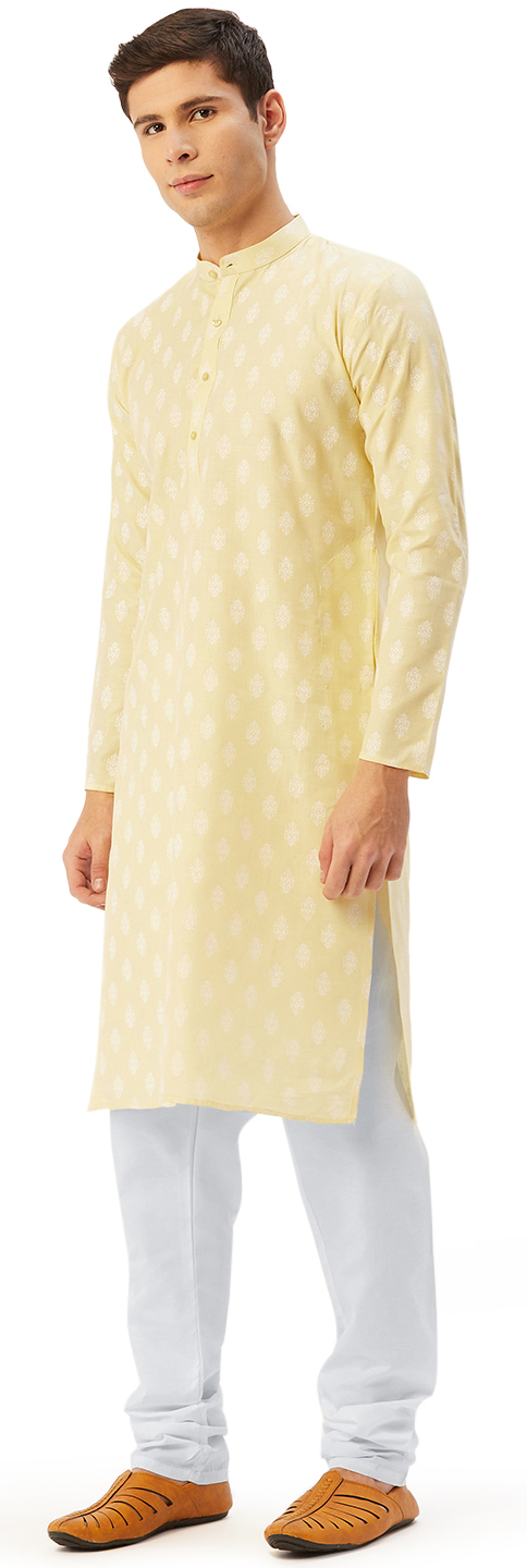 thumbnail image 2 of Festival Kurta Pyjama Homme Coton Traditionnel Indien (Jaune, m), 2 of 6