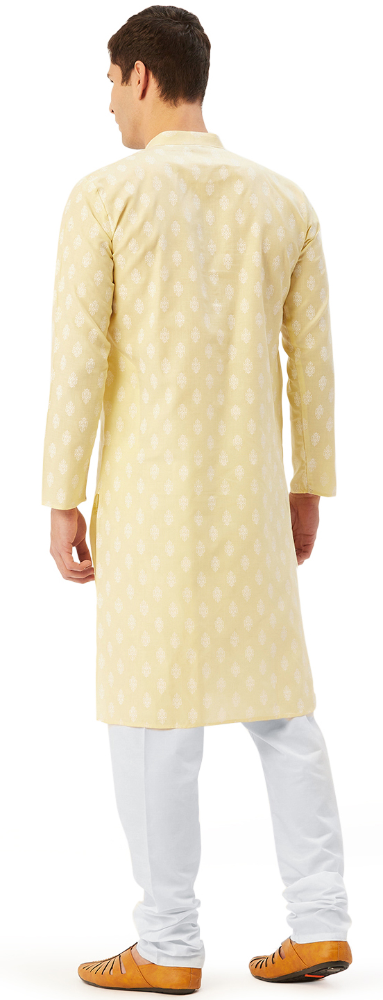 thumbnail image 3 of Festival Kurta Pyjama Homme Coton Traditionnel Indien (Jaune, m), 3 of 6