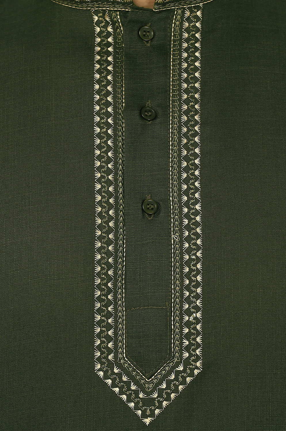 thumbnail image 4 of Chemise Kurta Courte en Coton pour Hommes Robe Mode Indienne (Vert, G), 4 of 5